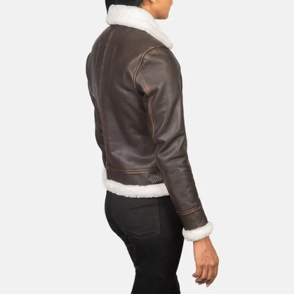 IBI Leather Sherilyn B-3 Brown Leather Bomber Jacket