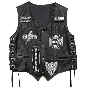 Black Label Society Doom Crew Leather Biker Vest
