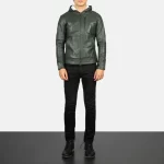 Men_s_Baston_Green_Hooded_Leather_Bomber_Jacket_Open_Front_IBI_Leather
