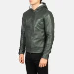 Men_s_Baston_Green_Hooded_Leather_Bomber_Jacket_Open_Front_IBI_Leather