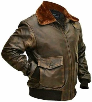 G1 Distressed Leather Flight Jacket