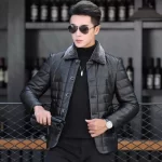 Winter New Real Leather Jacket Mens Wool Lapel Short Slim Fit Leather Jacket New