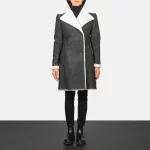 Amie Black Double Breasted Shearling Coat