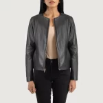 Women_s_Elixir_Black_Collarless_Leather_Jacket_Side_IBI_leather_6