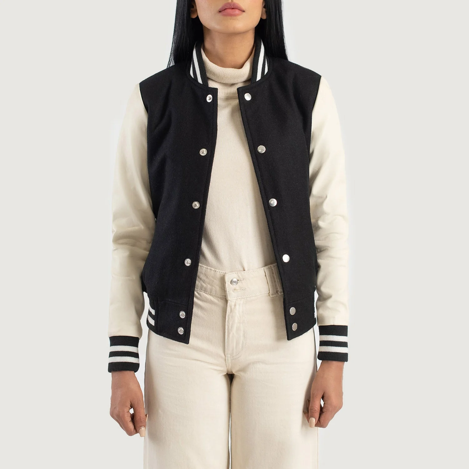 Women_s_Savant_Black_White_Hybrid_Varsity_Jacket_IBI_leather_1