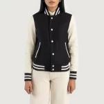 Women_s_Savant_Black_White_Hybrid_Varsity_Jacket_IBI_leather_1