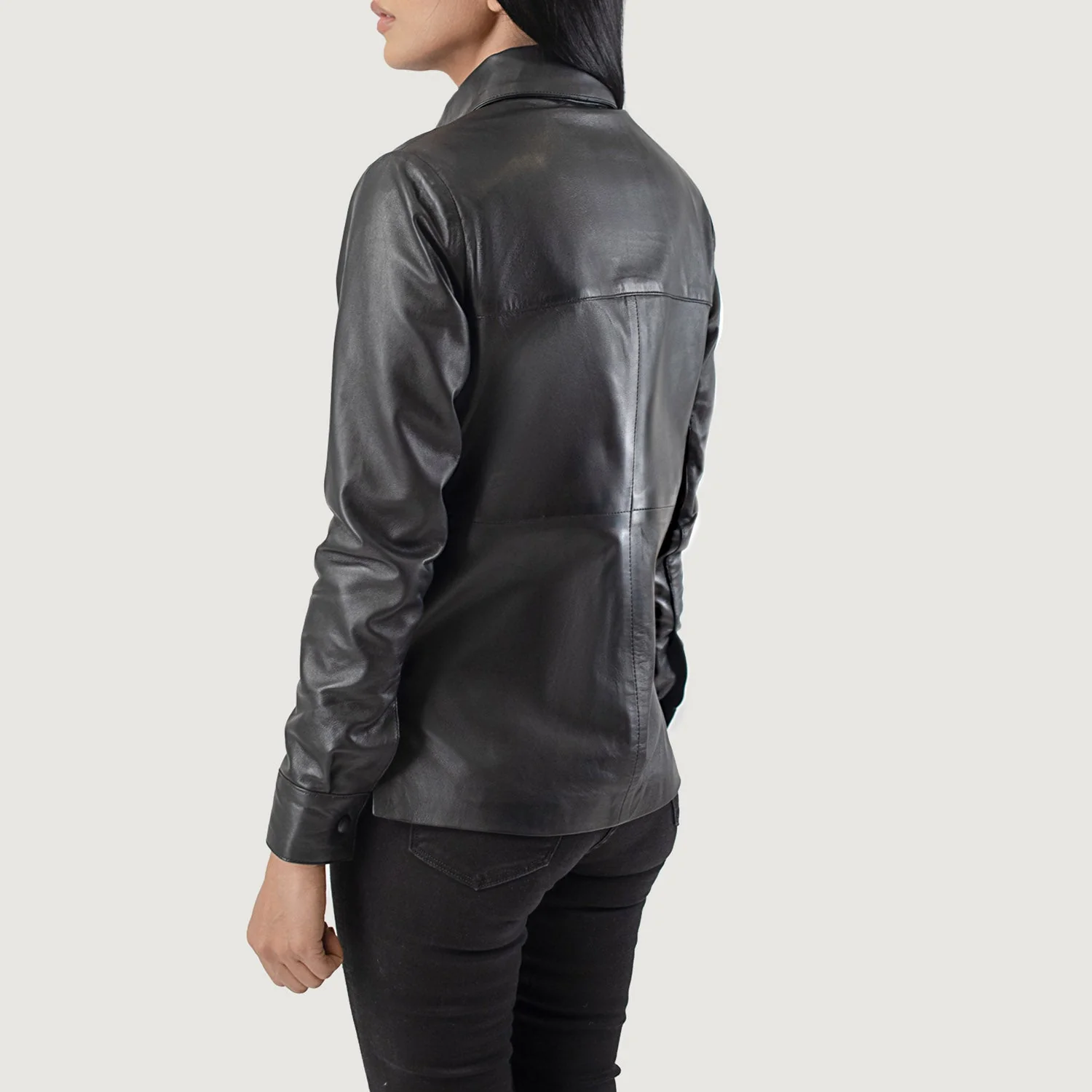 Women_s_Zenith_Black_Leather_Shirt_Jacket_Open_IBI_Leather_5