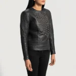 Celeste Studded Black Leather Jacket