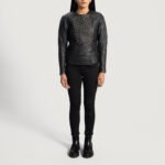 Celeste Studded Black Leather Jacket