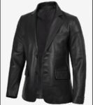 Men’s Premium Black Leather Blazer Jacket